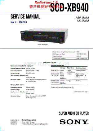 Sony-SCDXB940-cd-sm维修电路原理图.pdf