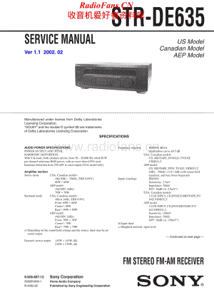 Sony-STRDE635-rec-sm维修电路原理图.pdf