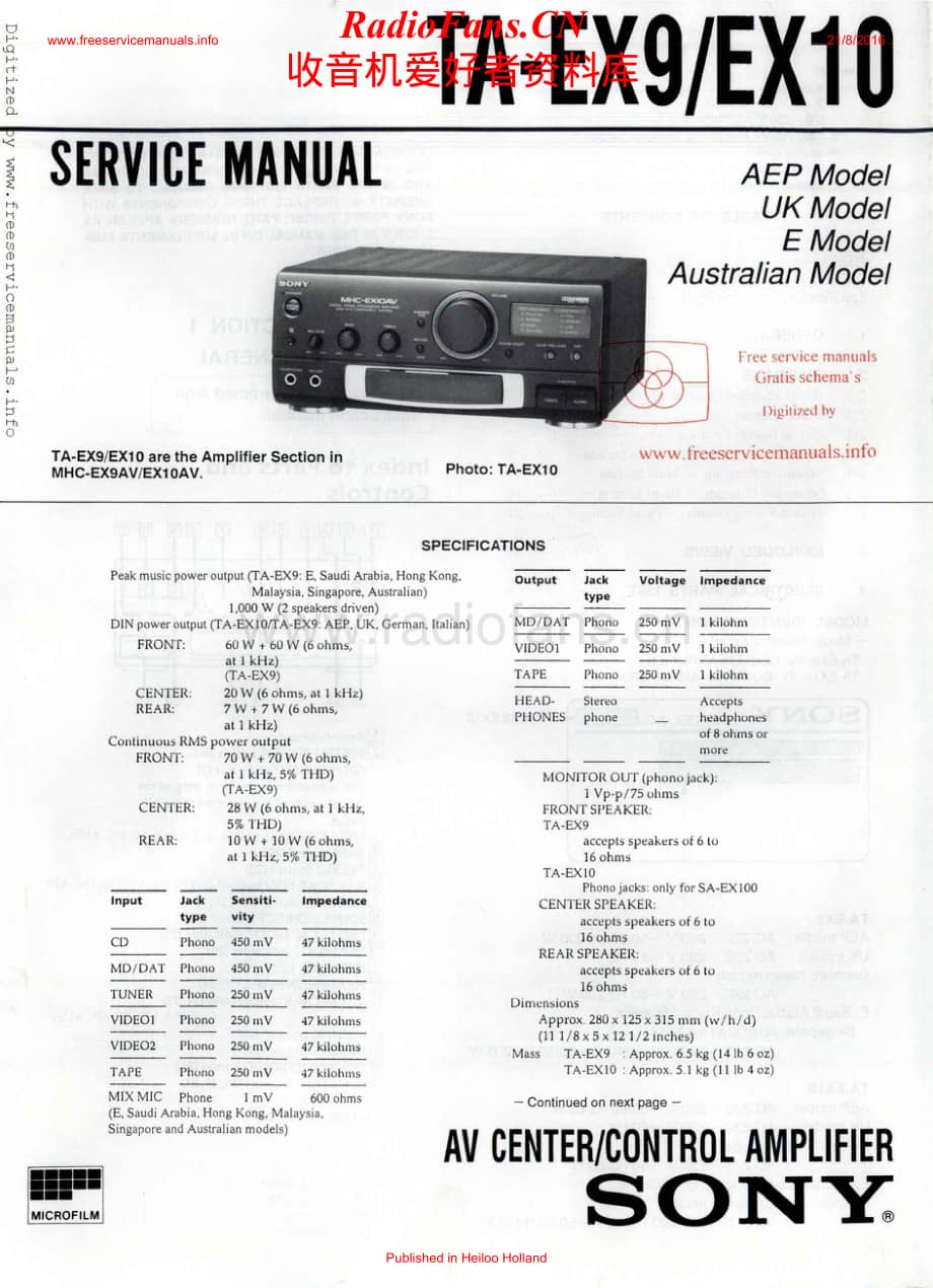 Sony-TAEX10-avr-sm维修电路原理图.pdf_第1页