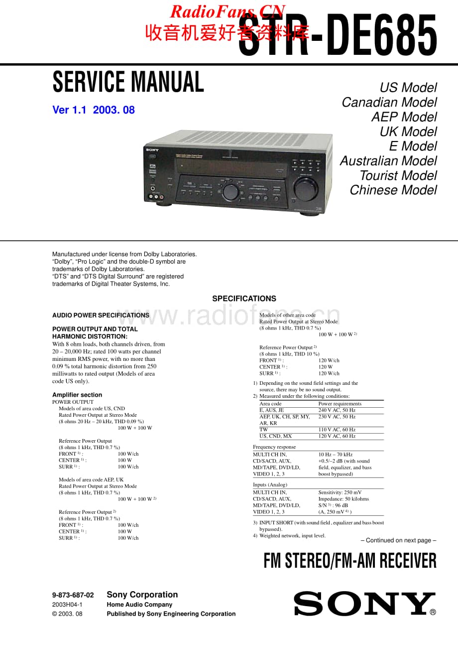 Sony-STRDE685-rec-sm维修电路原理图.pdf_第1页