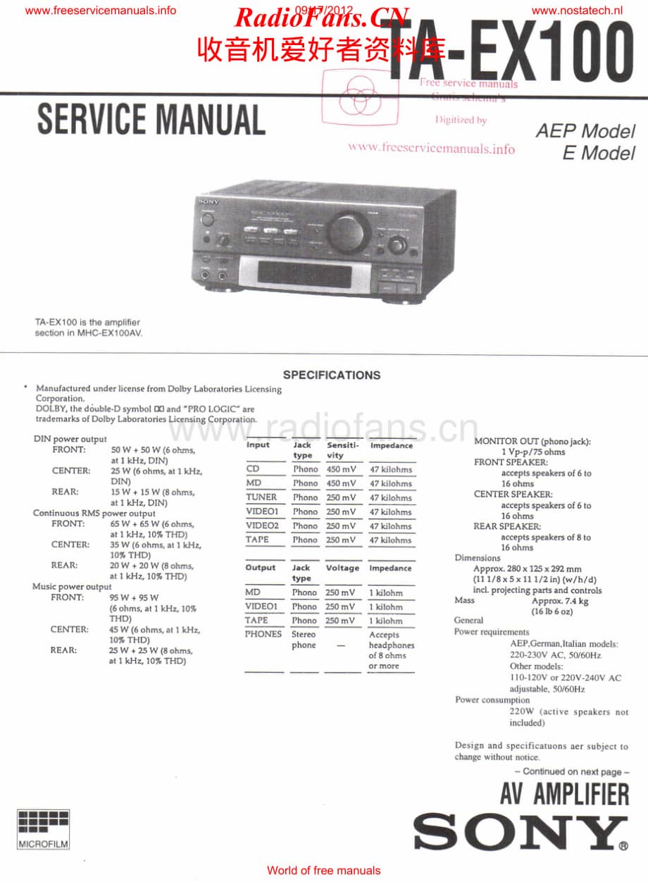 Sony-TAE100EX-avr-sm维修电路原理图.pdf_第1页