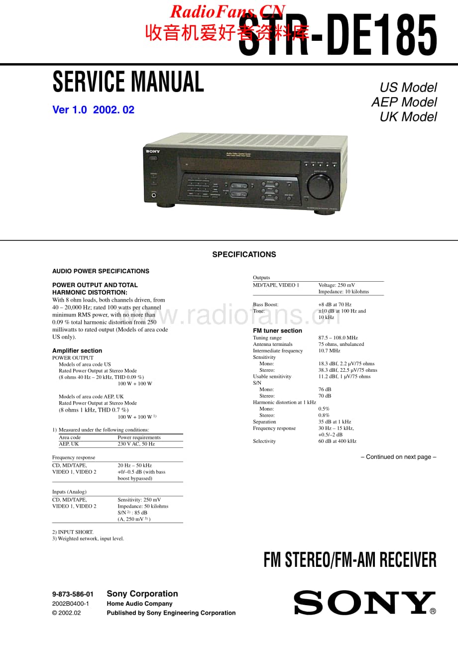 Sony-STRDE185-rec-sm维修电路原理图.pdf_第1页