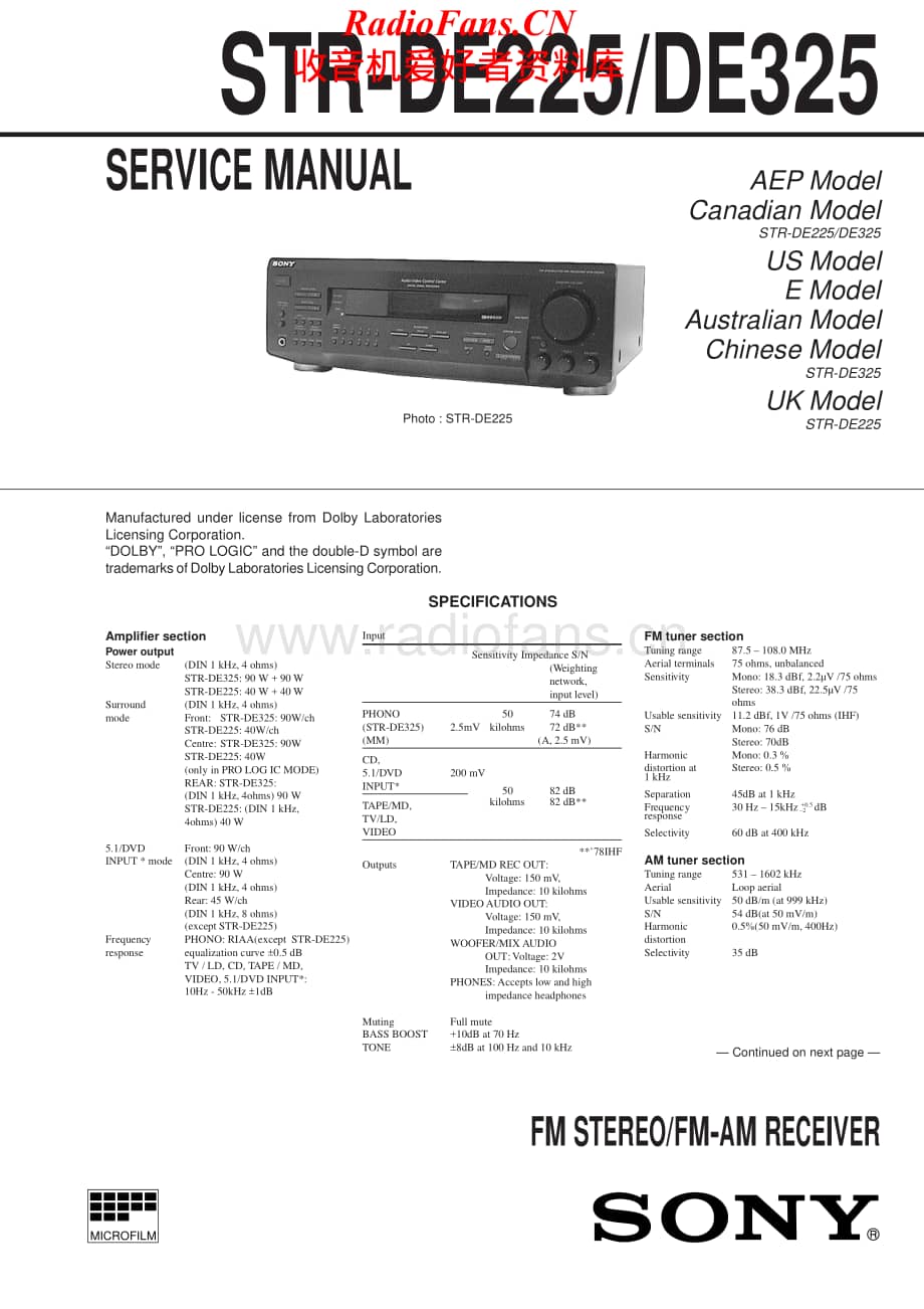 Sony-STRDE225-rec-sm维修电路原理图.pdf_第1页