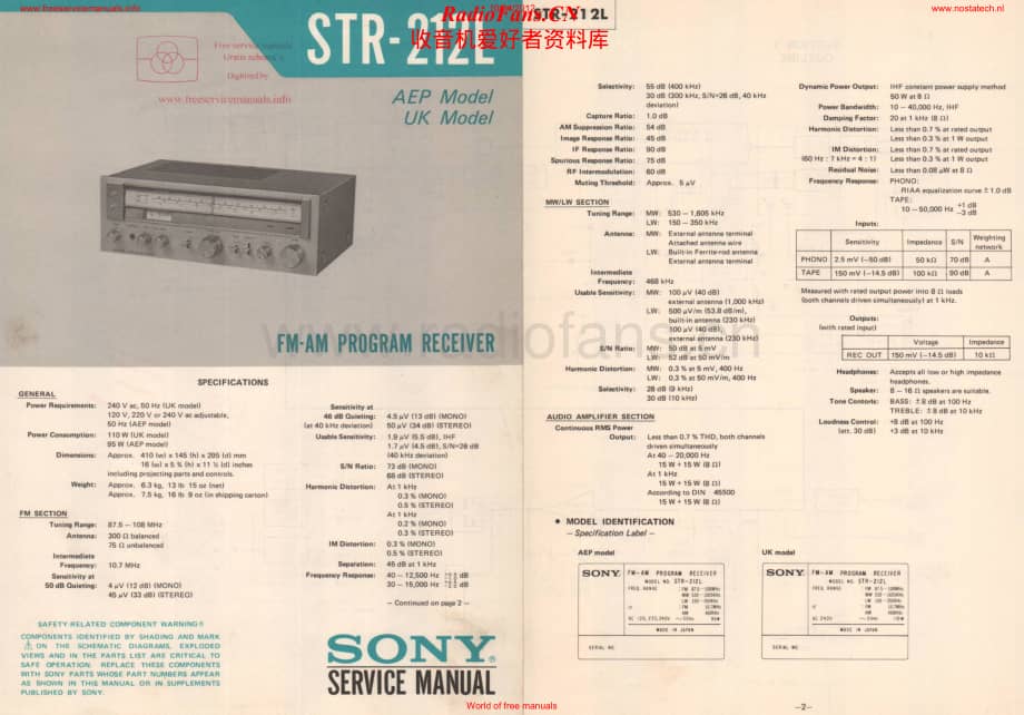 Sony-STR212L-rec-sm维修电路原理图.pdf_第1页