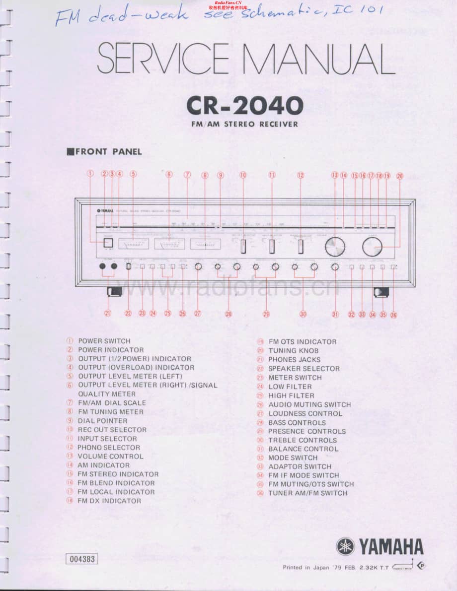 Yamaha-CR2040-rec-sm维修电路原理图.pdf_第1页