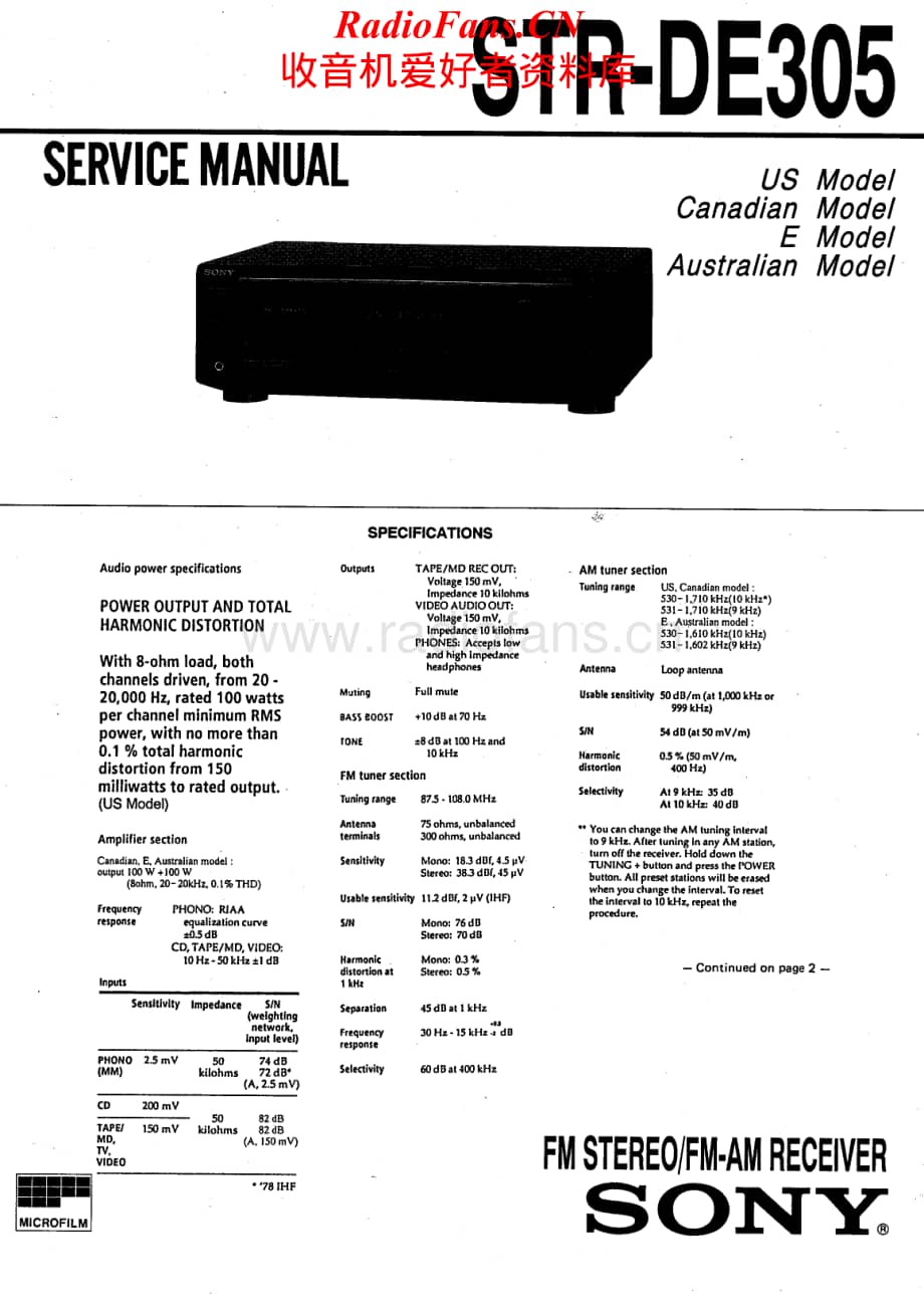 Sony-STRDE305-rec-sm维修电路原理图.pdf_第1页