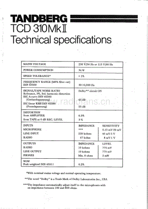 tandberg tcd-310mkii-specs-block_diag 维修电路原理图.pdf