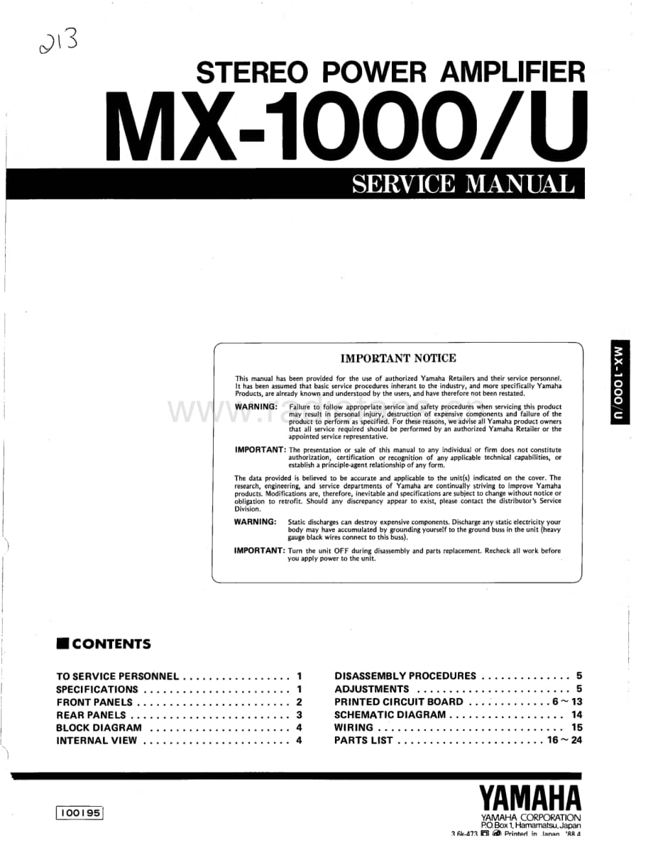 YAMAHA mx-1000-sm 维修电路原理图.pdf_第1页