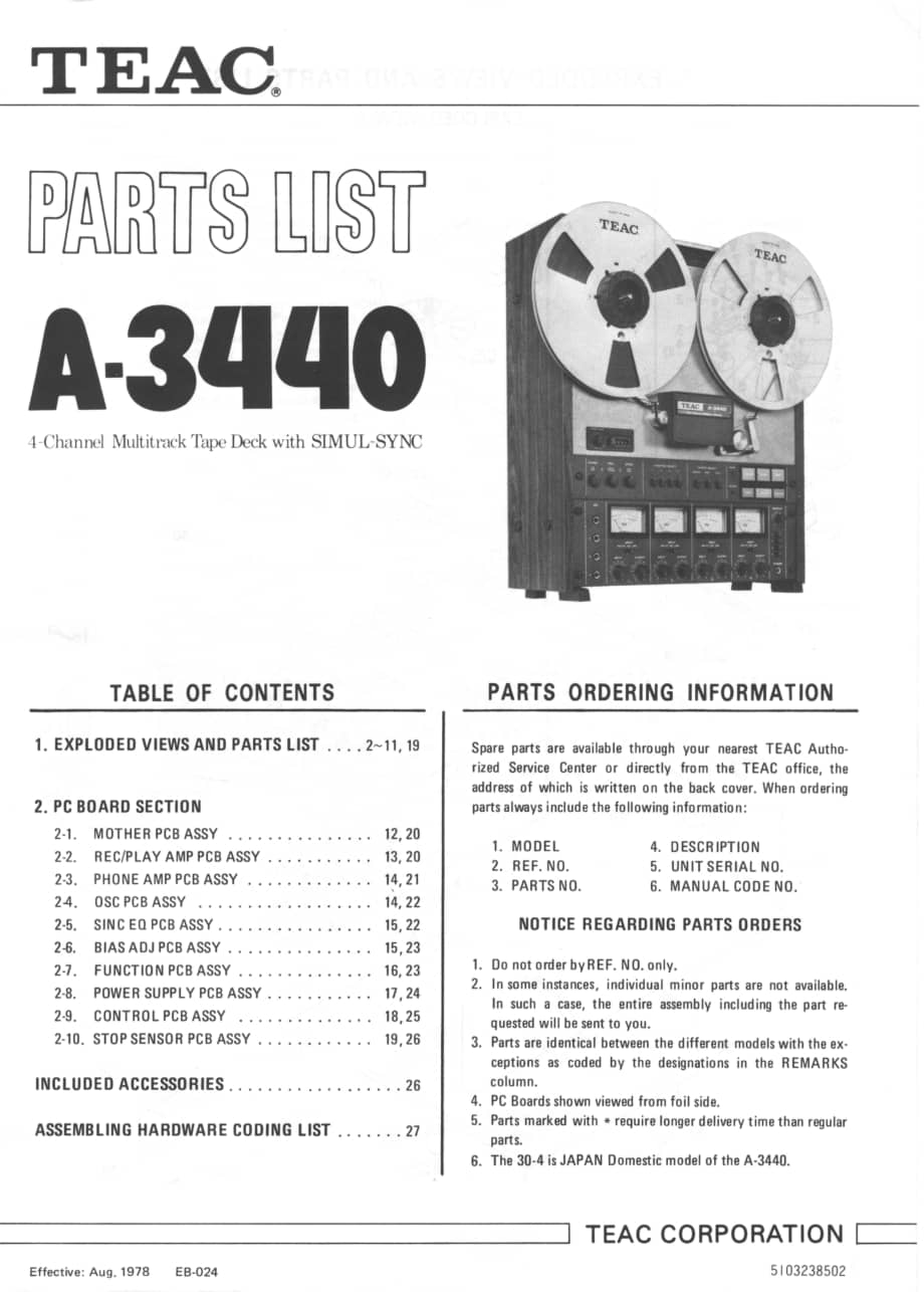 teac_a-3440-parts 维修电路原理图.pdf_第1页