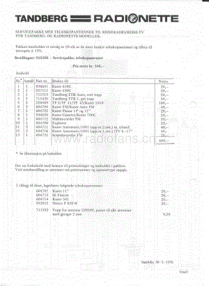 tandberg Antenna-pricelist-1976 维修电路原理图.pdf