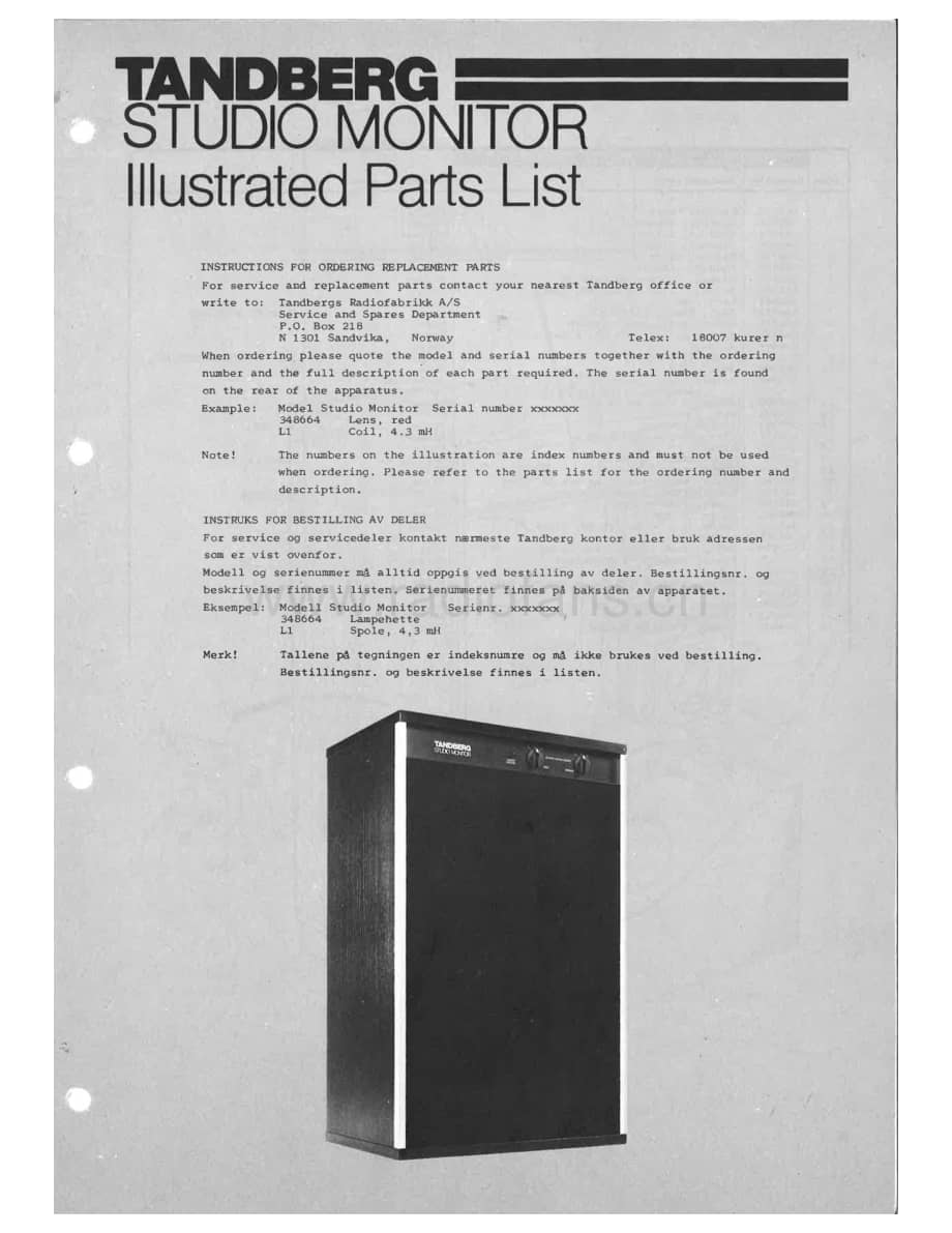 tandberg studiomonitor-parts 维修电路原理图.pdf_第1页