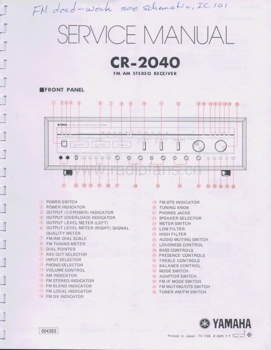 YAMAHA cr-2040-sm 维修电路原理图.pdf_第1页