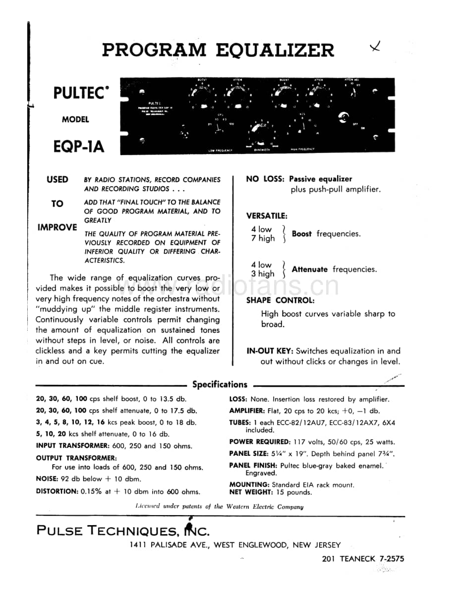 AMPEXPultec_EQP-1A_Manual 维修电路原理图.pdf