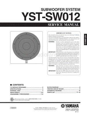 YAMAHA YST-SW012 维修电路原理图.pdf
