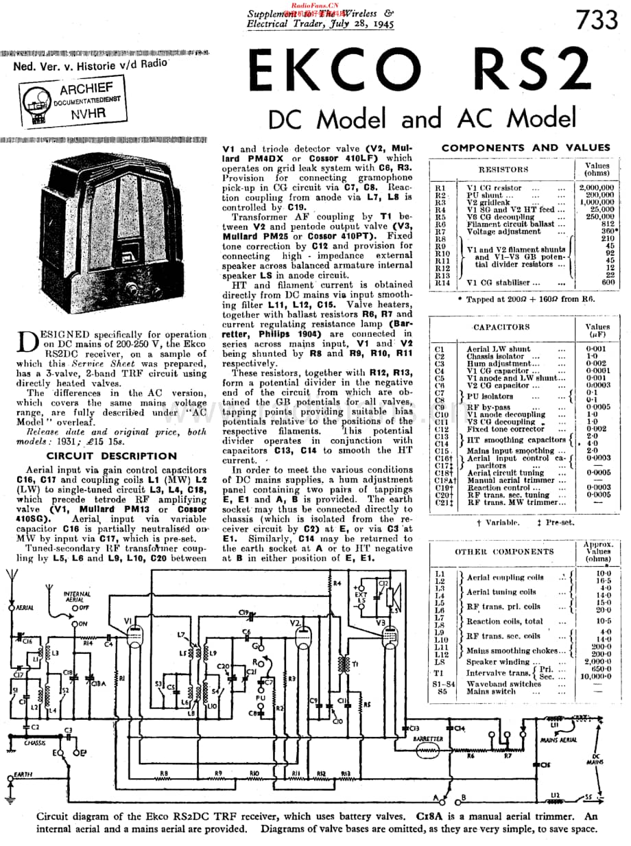 Ekco_RS2DC维修电路原理图.pdf_第1页