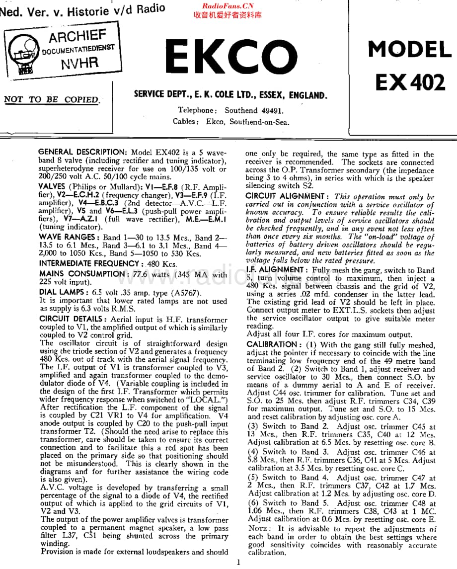 Ekco_EX402维修电路原理图.pdf_第1页