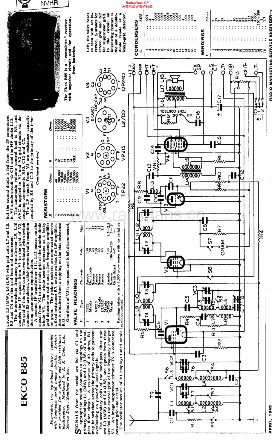 Ekco_B85维修电路原理图.pdf_第1页