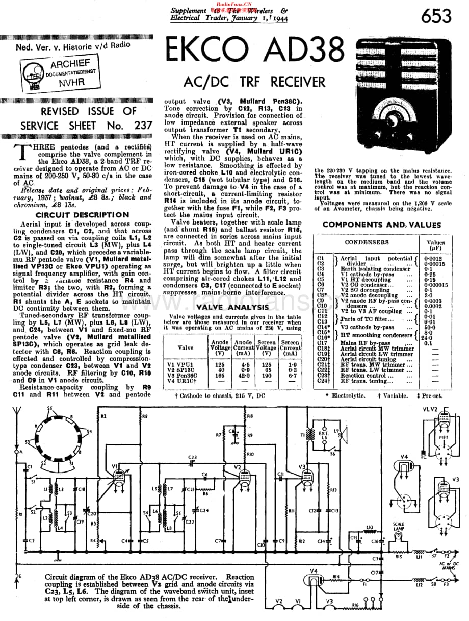 Ekco_AD38维修电路原理图.pdf_第1页