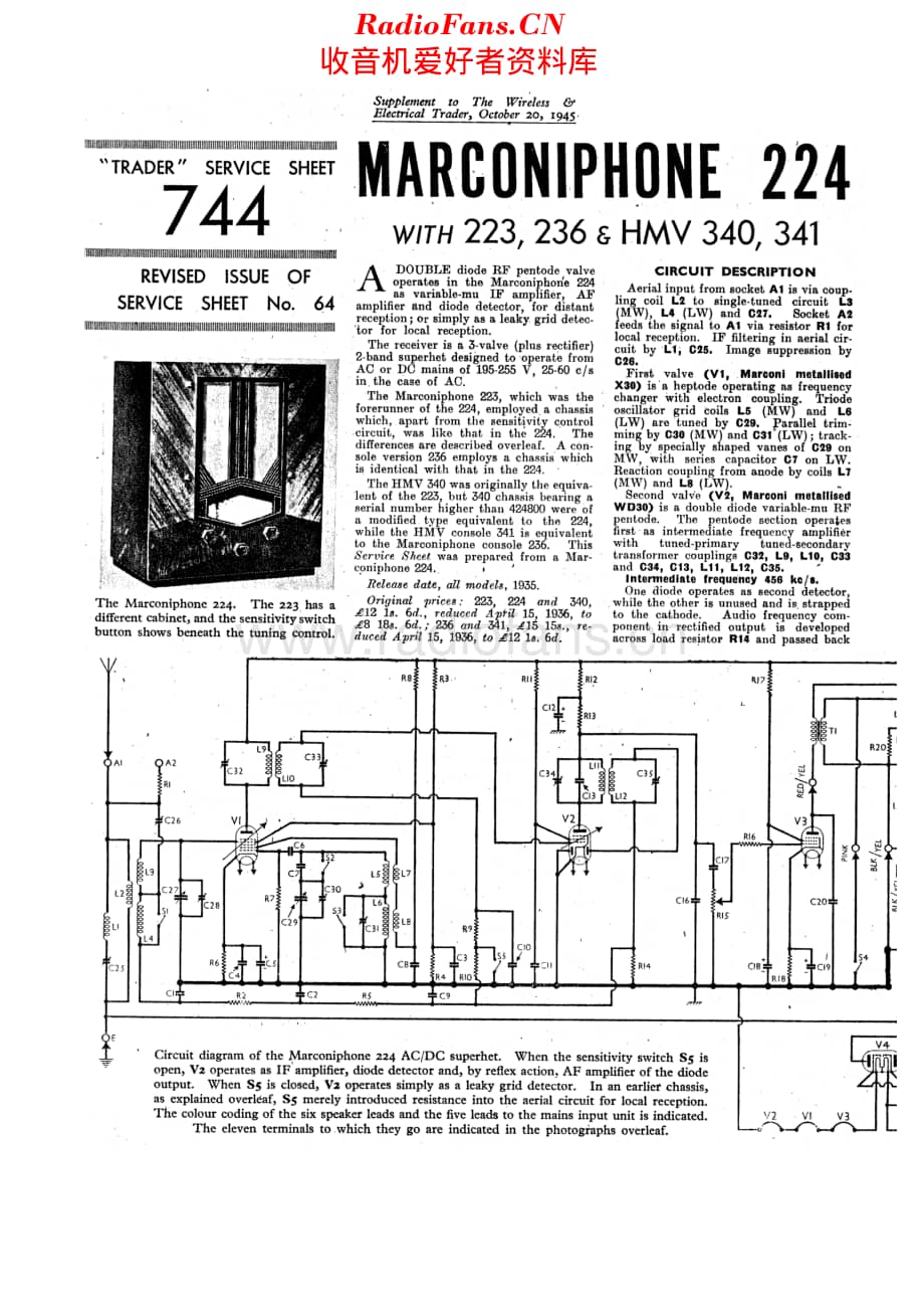 Marconiphone_224 维修电路原理图.pdf_第1页