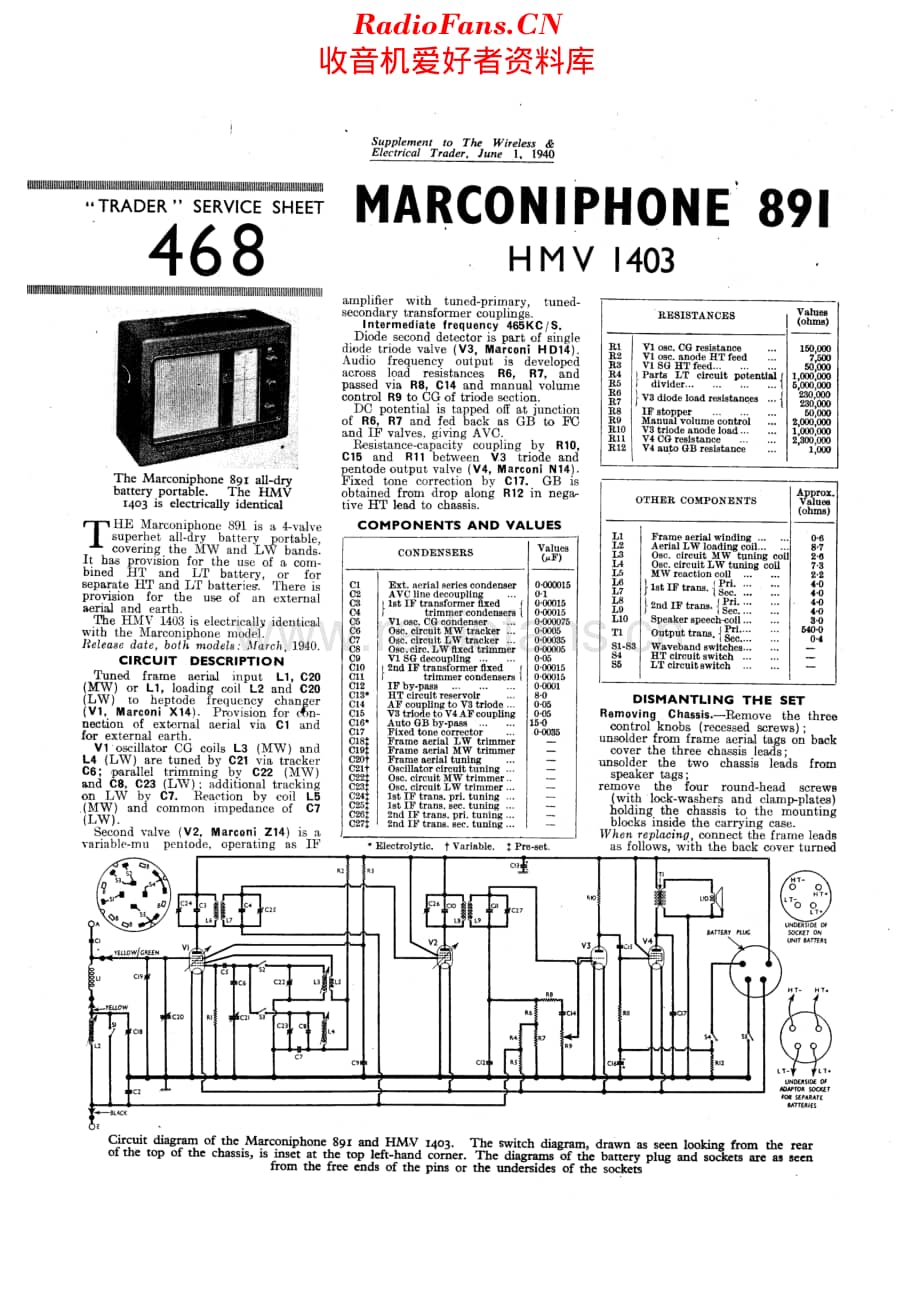 Marconiphone_891 维修电路原理图.pdf_第1页