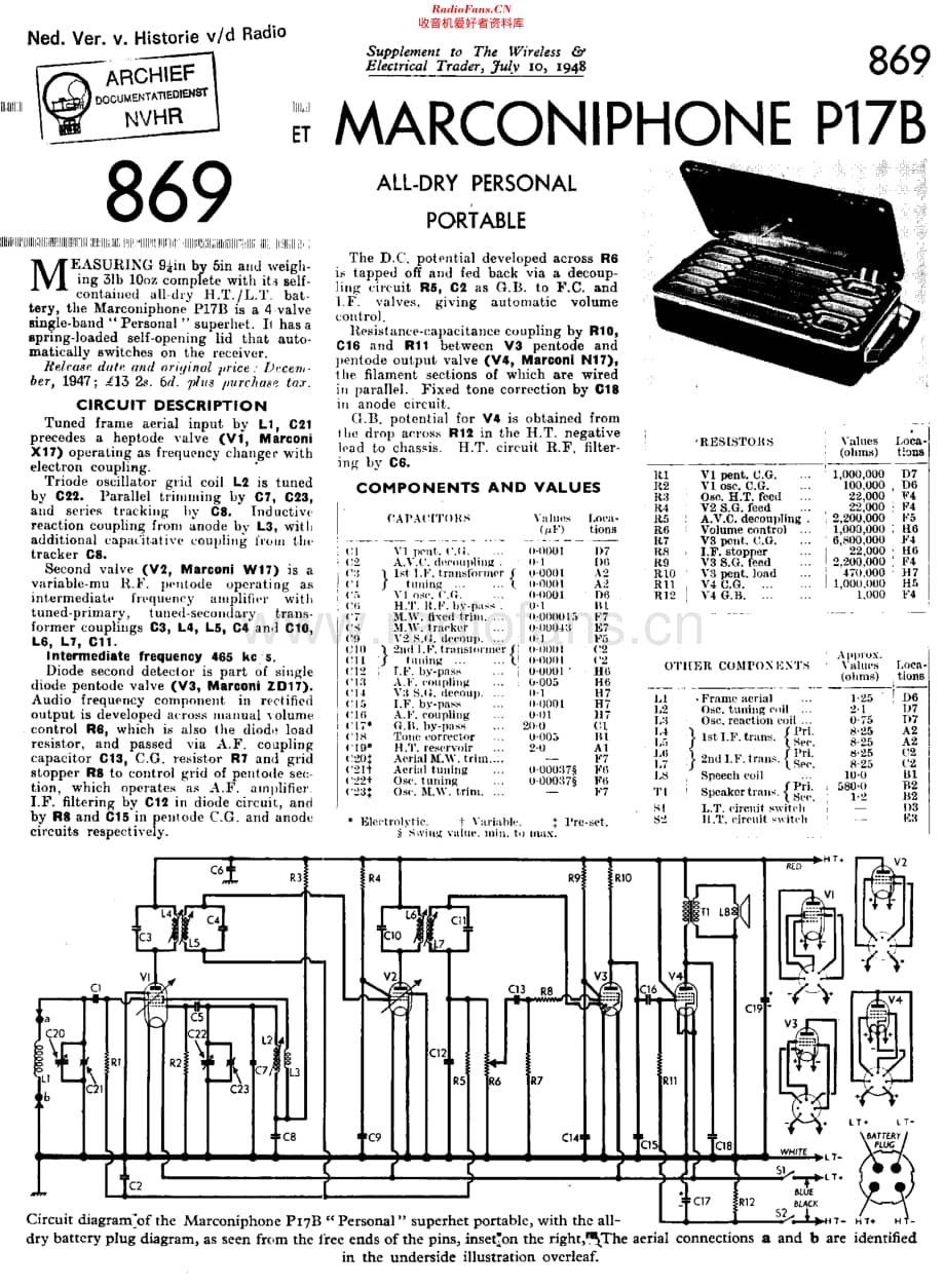 Marconiphone_P17B 维修电路原理图.pdf_第1页