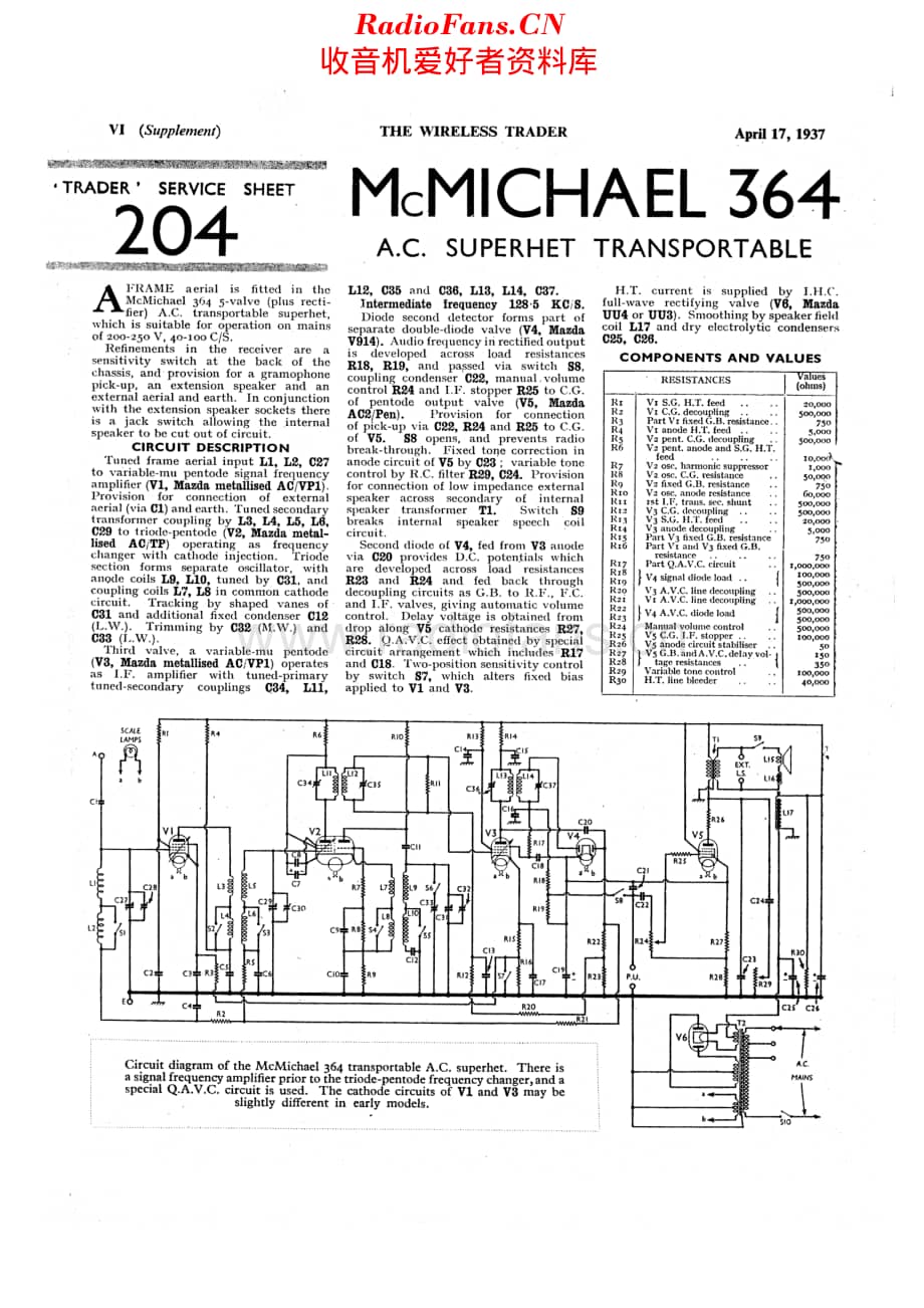 McMichael_364 维修电路原理图.pdf_第1页