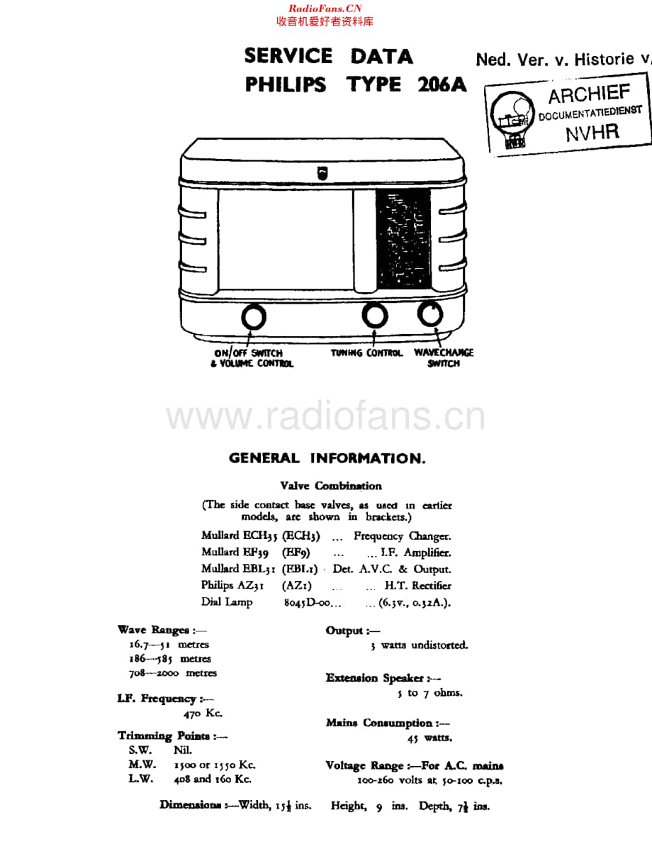 Philips_206A-15 维修电路原理图.pdf_第1页