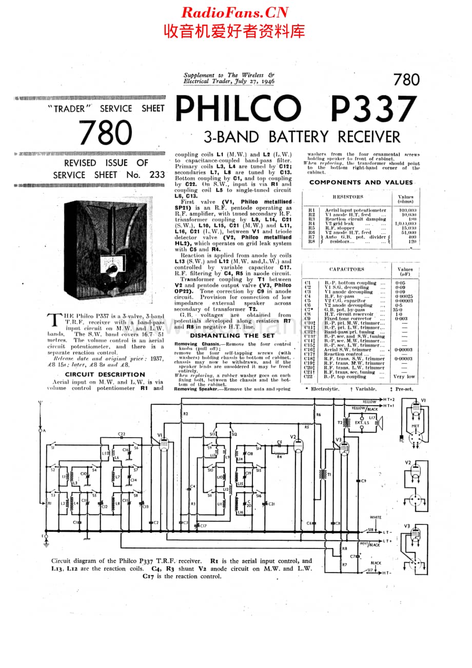 Philco_P337 维修电路原理图.pdf_第1页