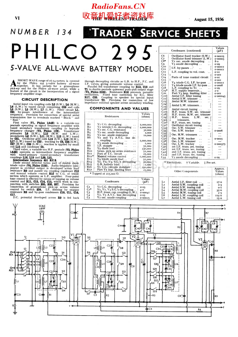 Philco_295 维修电路原理图.pdf_第1页