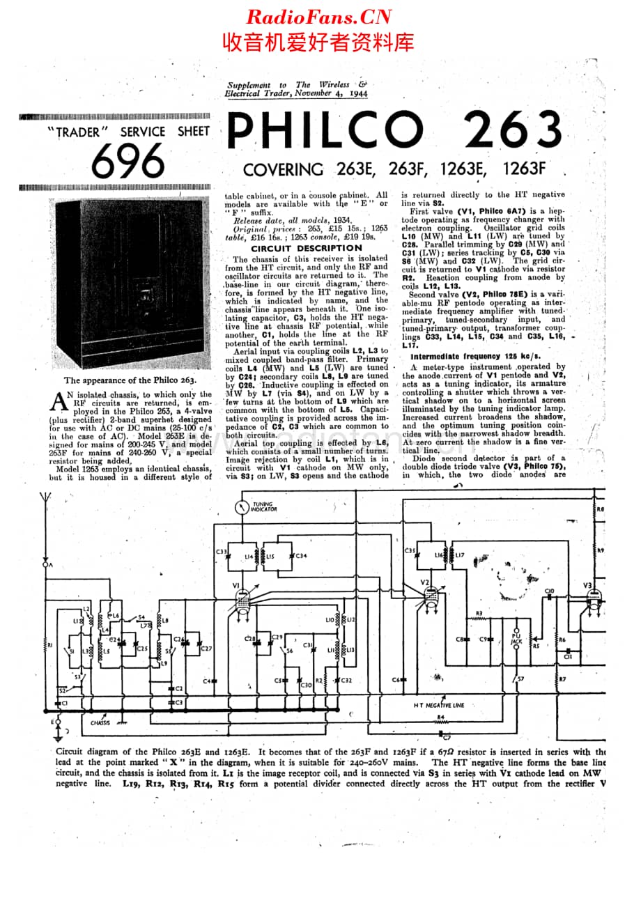Philco_263 维修电路原理图.pdf_第1页