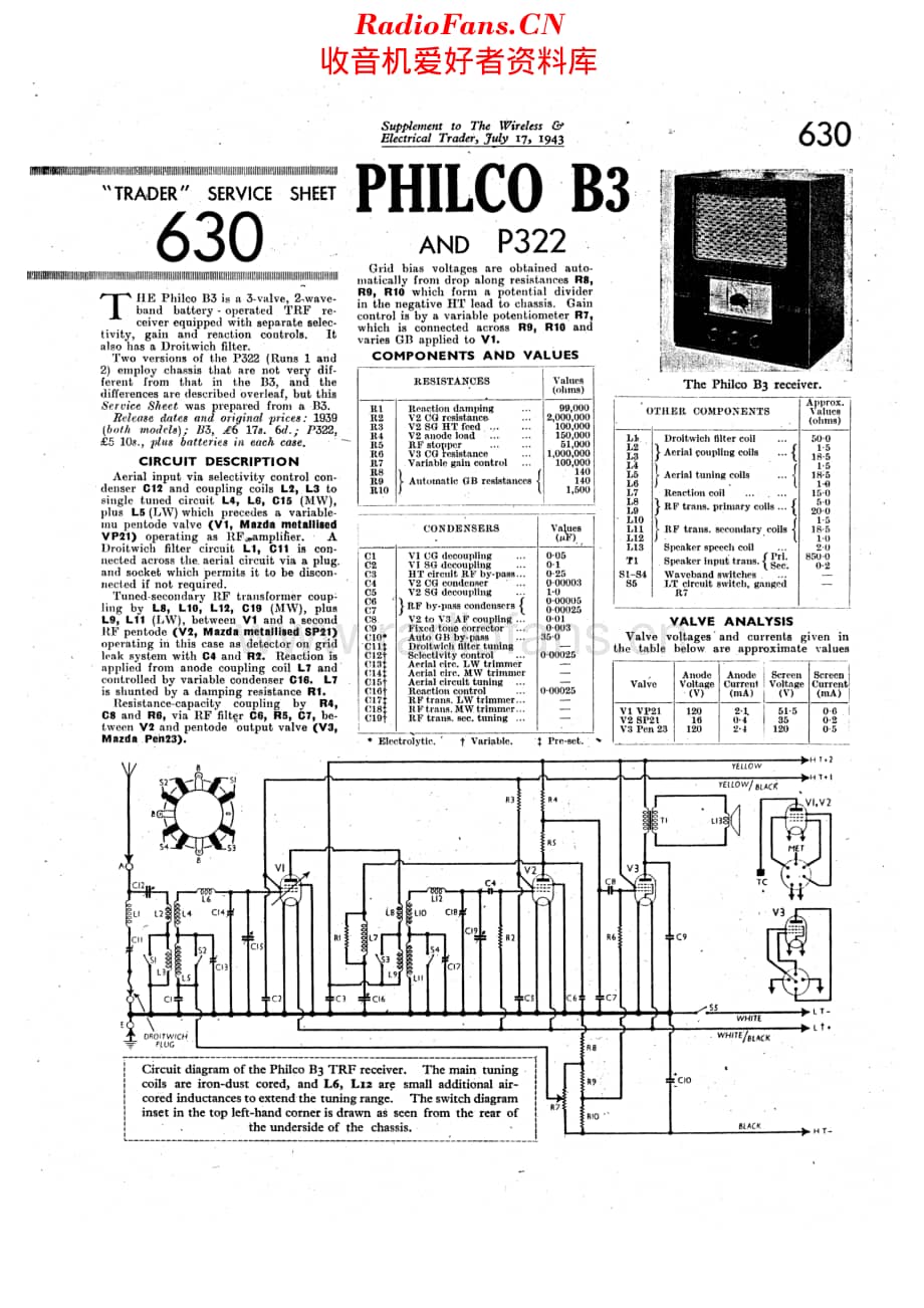 Philco_B3 维修电路原理图.pdf_第1页