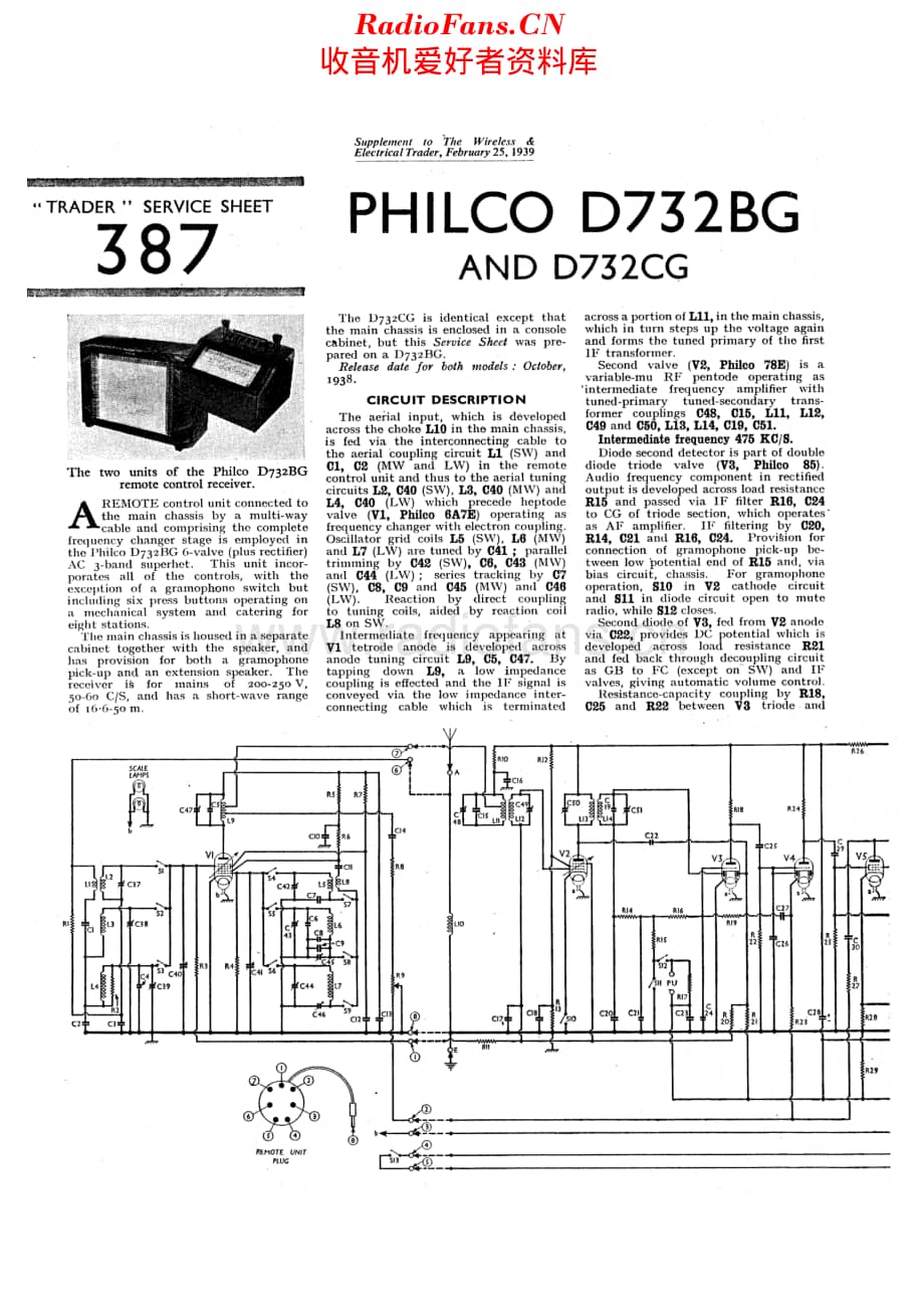 Philco_D732BG 维修电路原理图.pdf_第1页