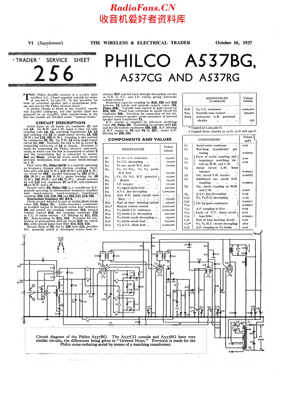 Philco_A537BG 维修电路原理图.pdf_第1页