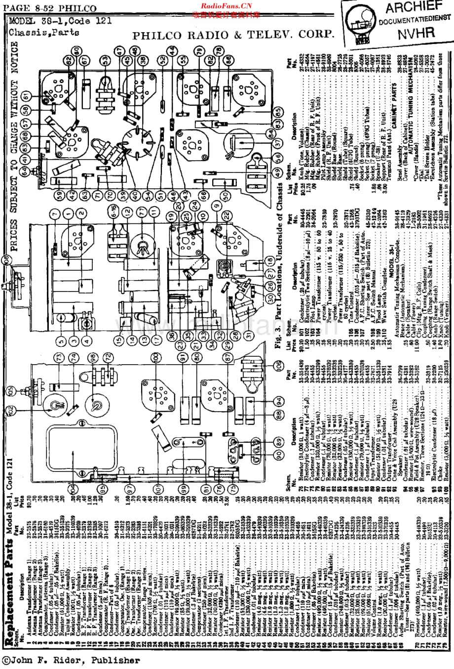 Philco_38-1XX 维修电路原理图.pdf_第1页