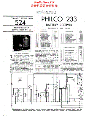 Philco_233 维修电路原理图.pdf