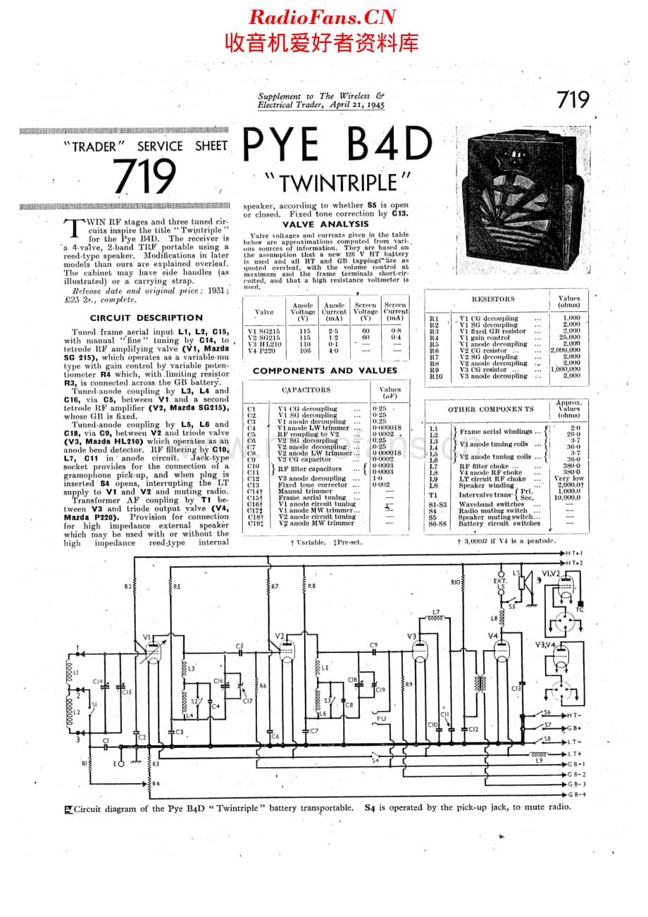 Pye_B4D维修电路原理图.pdf_第1页