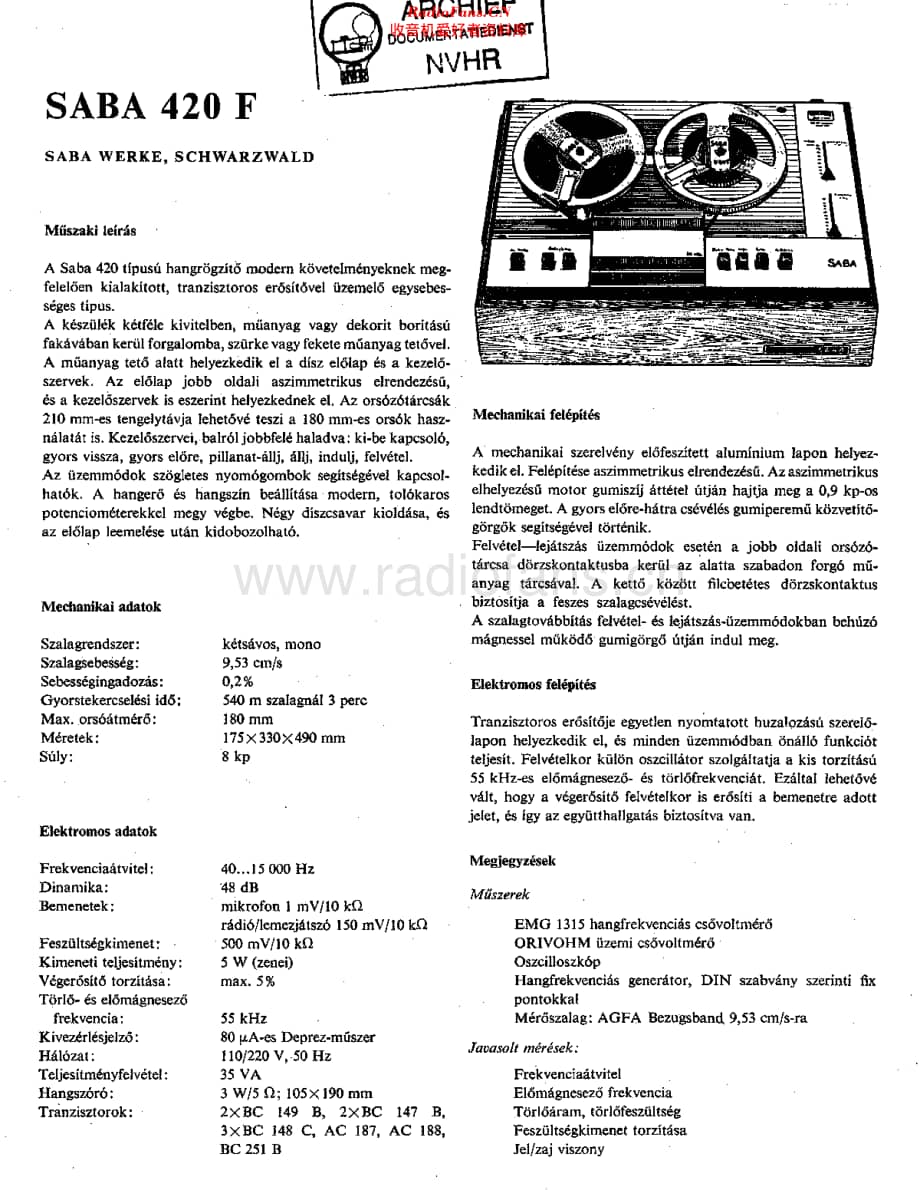Saba_420F维修电路原理图.pdf_第1页