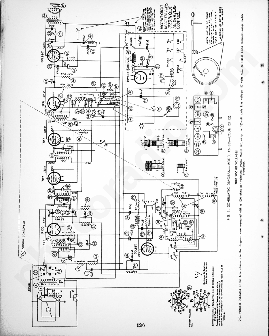 philco Model 42-1005, Code 121-122 维修电路原理图.pdf_第2页