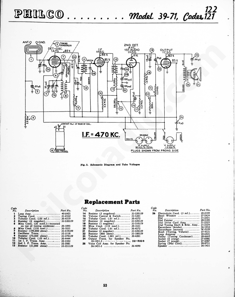 Philco Model 39-71, Codes 121-122 维修电路原理图.pdf_第2页