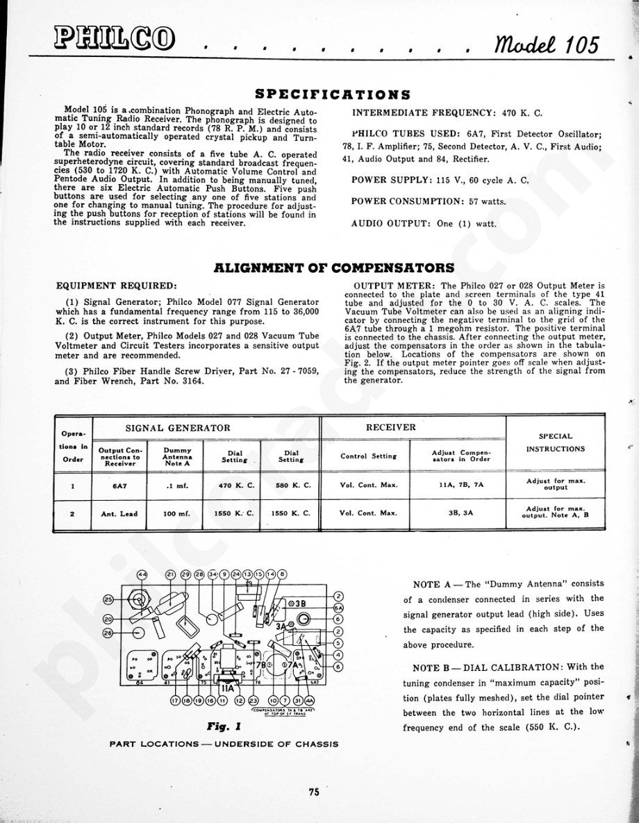 Philco Model 105 维修电路原理图.pdf_第1页