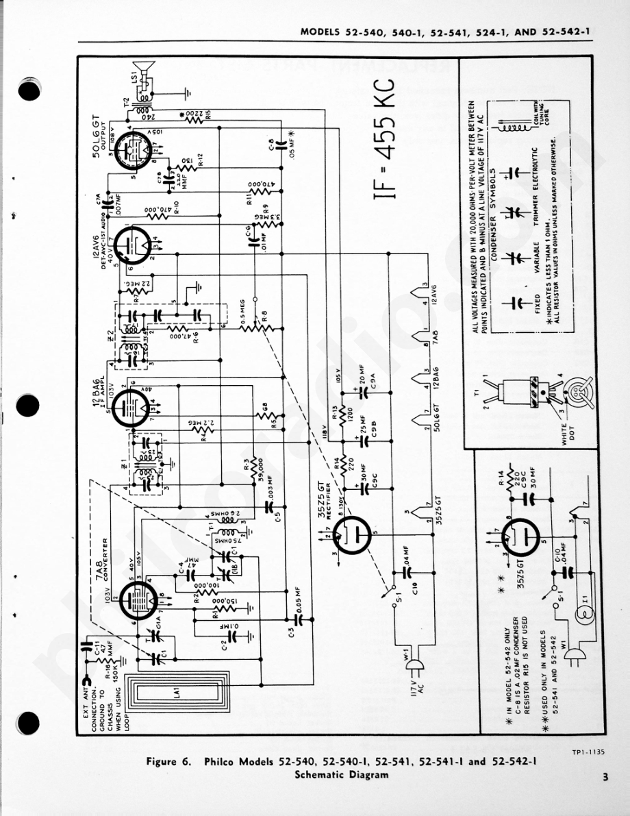 Philco Radio Models 52-540, 52-540-I, 52-541, 52-541-I and 52-542-I维修电路原理图.pdf_第3页