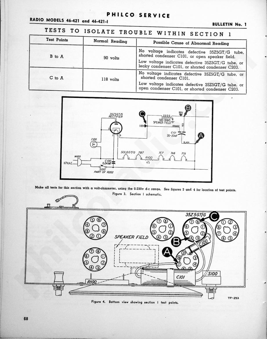 philco Model 46-421, 46-421-I维修电路原理图.pdf_第2页