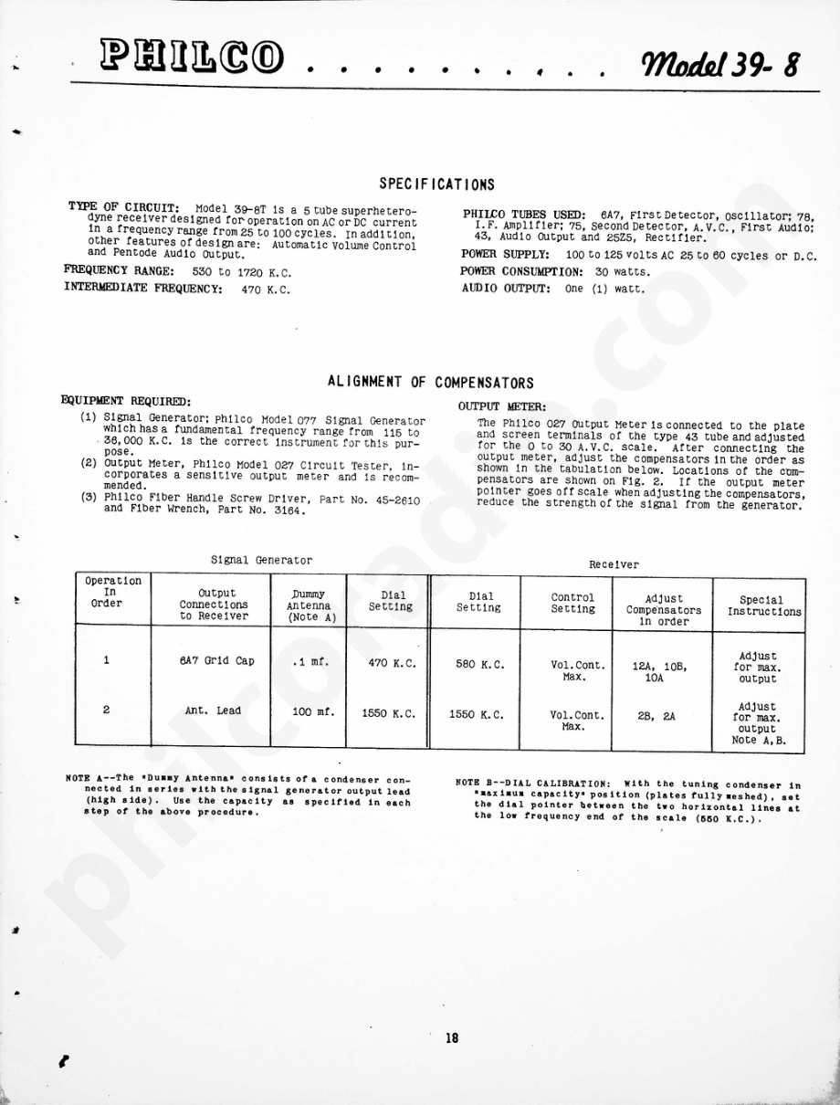 Philco Model 39-8 维修电路原理图.pdf_第1页