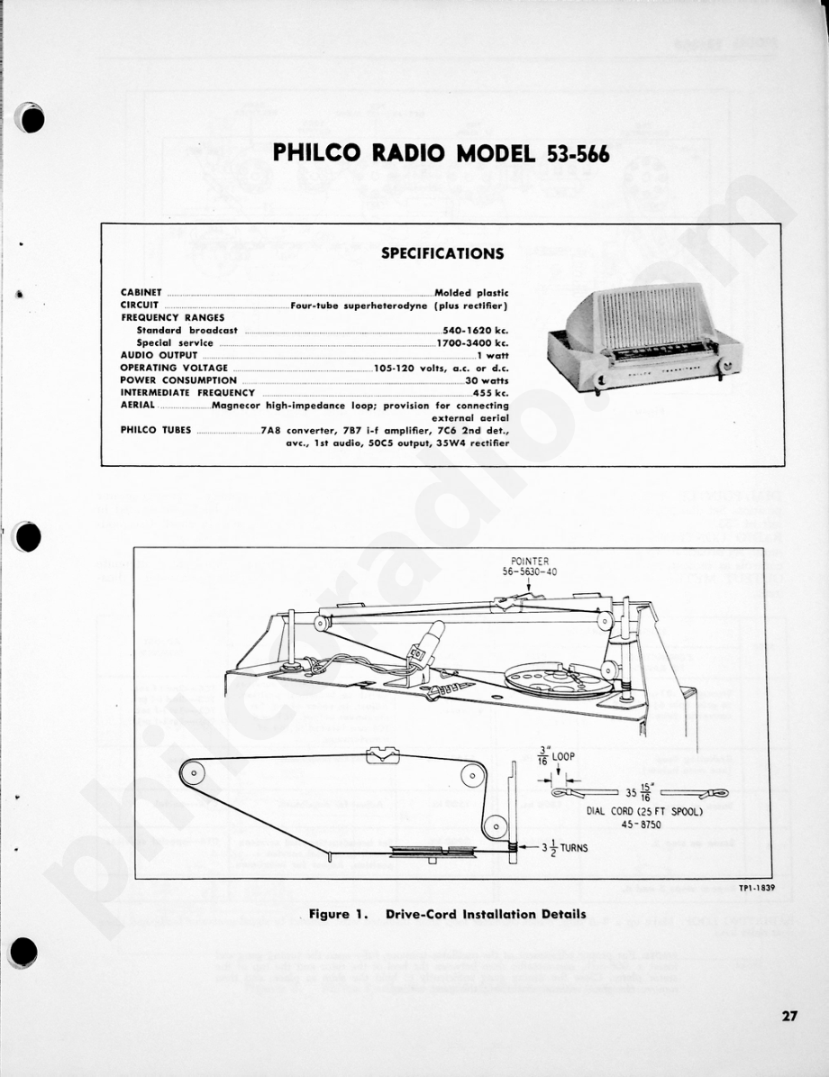 Philco Radio Model 53-566维修电路原理图.pdf_第1页