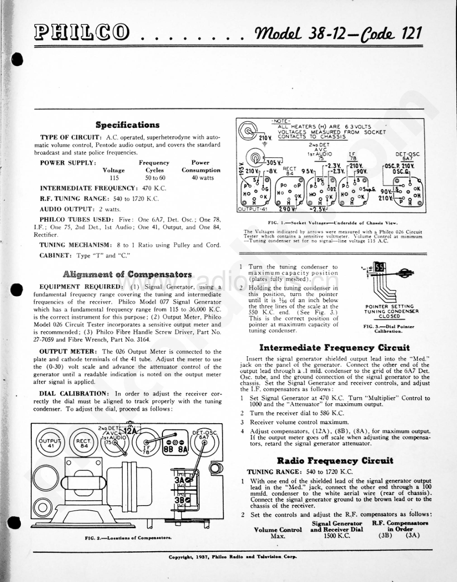 philco Model 38-12 (121) 维修电路原理图.pdf_第1页