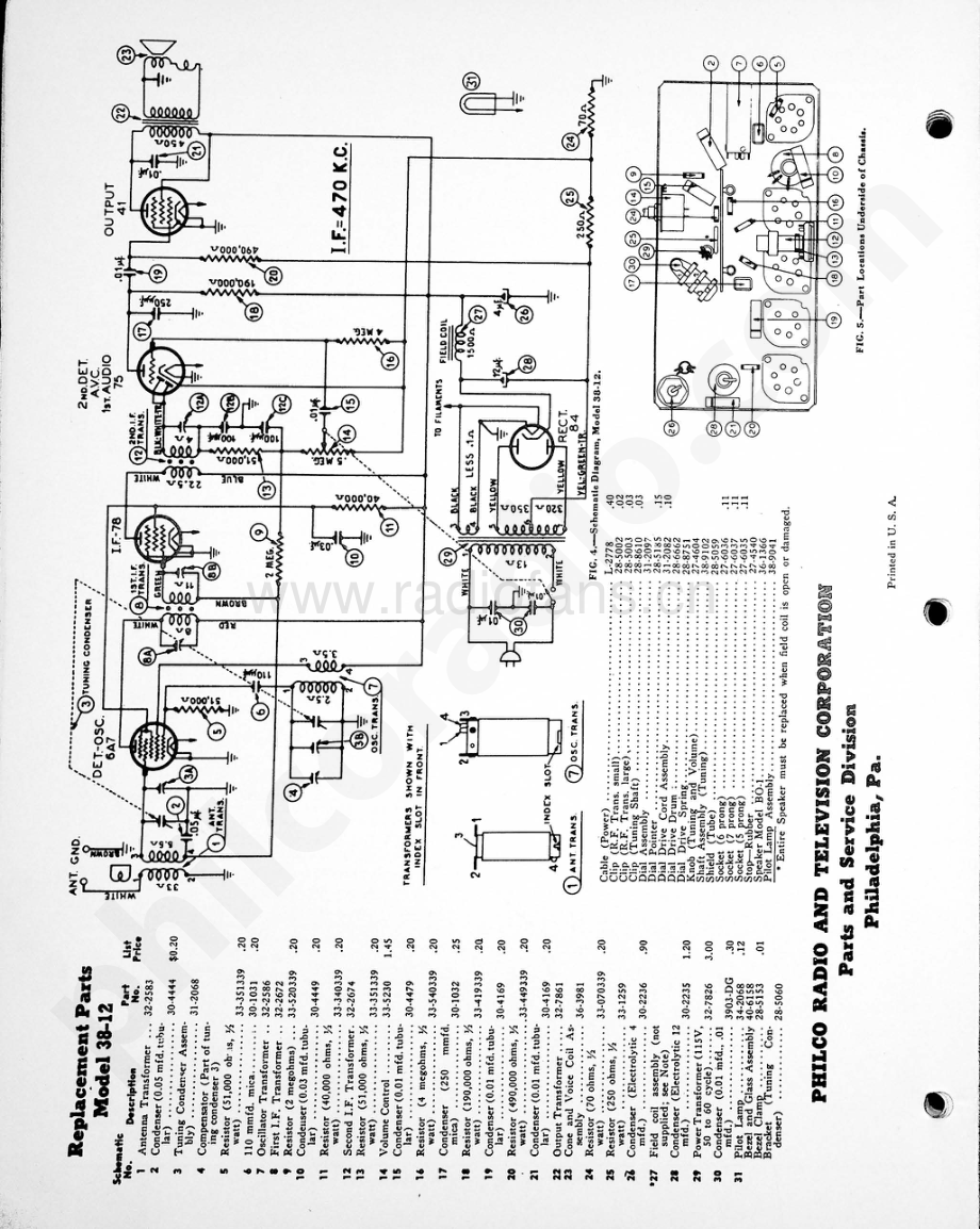philco Model 38-12 (121) 维修电路原理图.pdf_第2页
