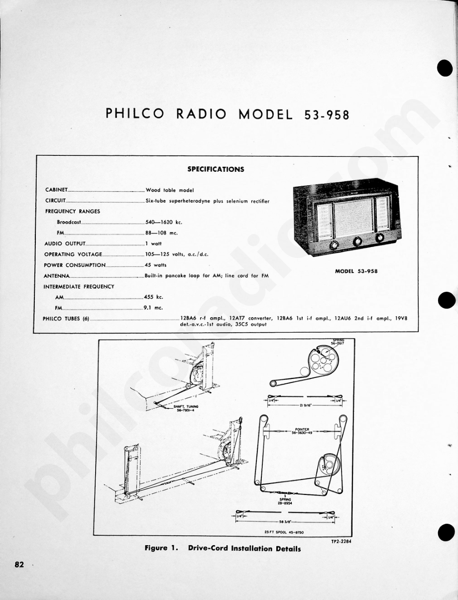 Philco Radio Model 53-958维修电路原理图.pdf_第1页