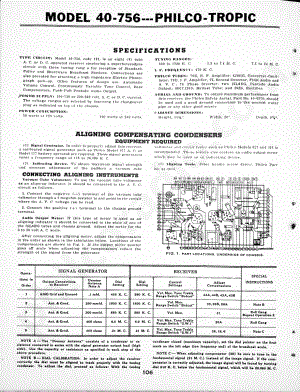 philco Aligning Procedure Model C-1708 维修电路原理图.pdf