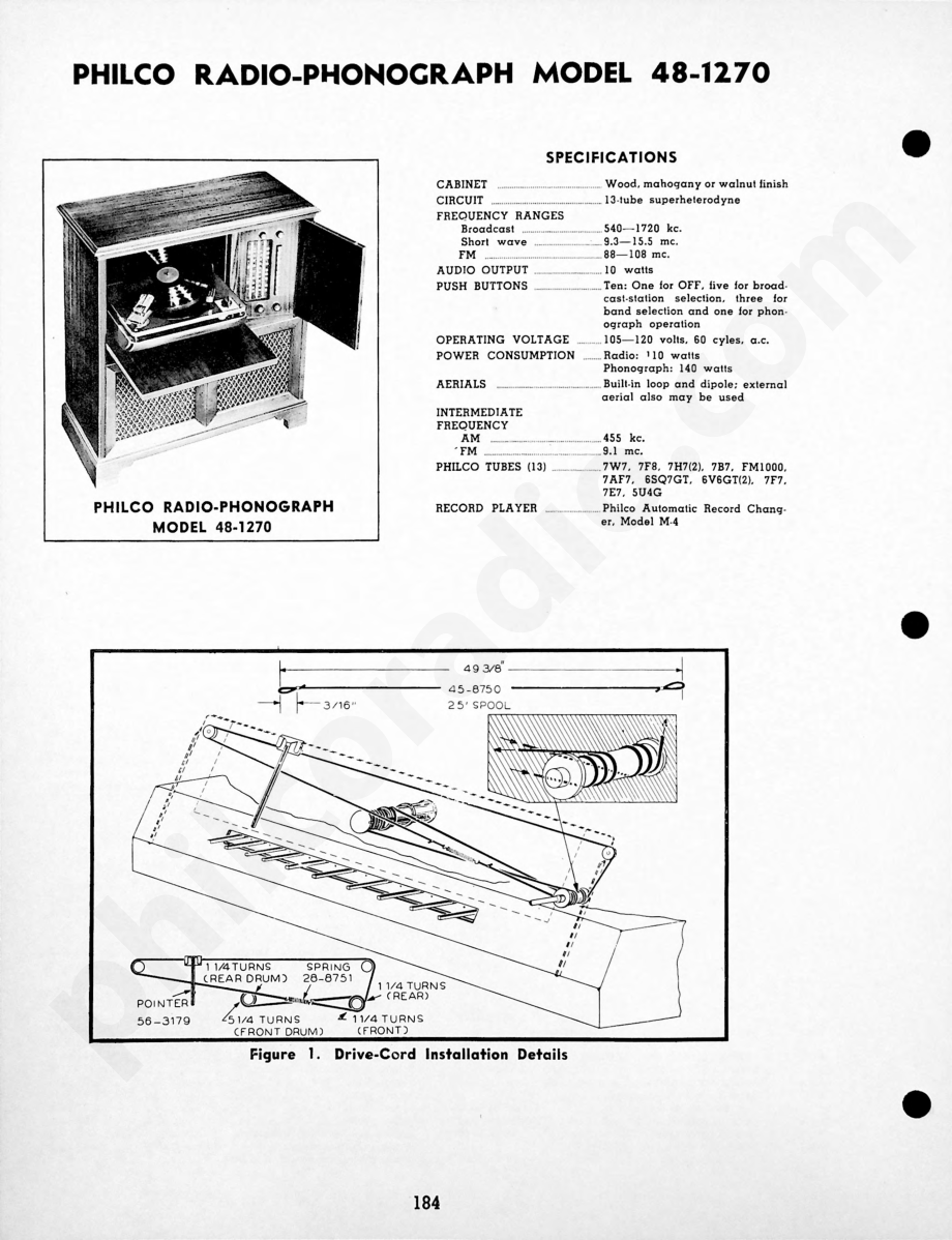 Philco Radio-Phonograph Model 48-1290维修电路原理图.pdf_第1页
