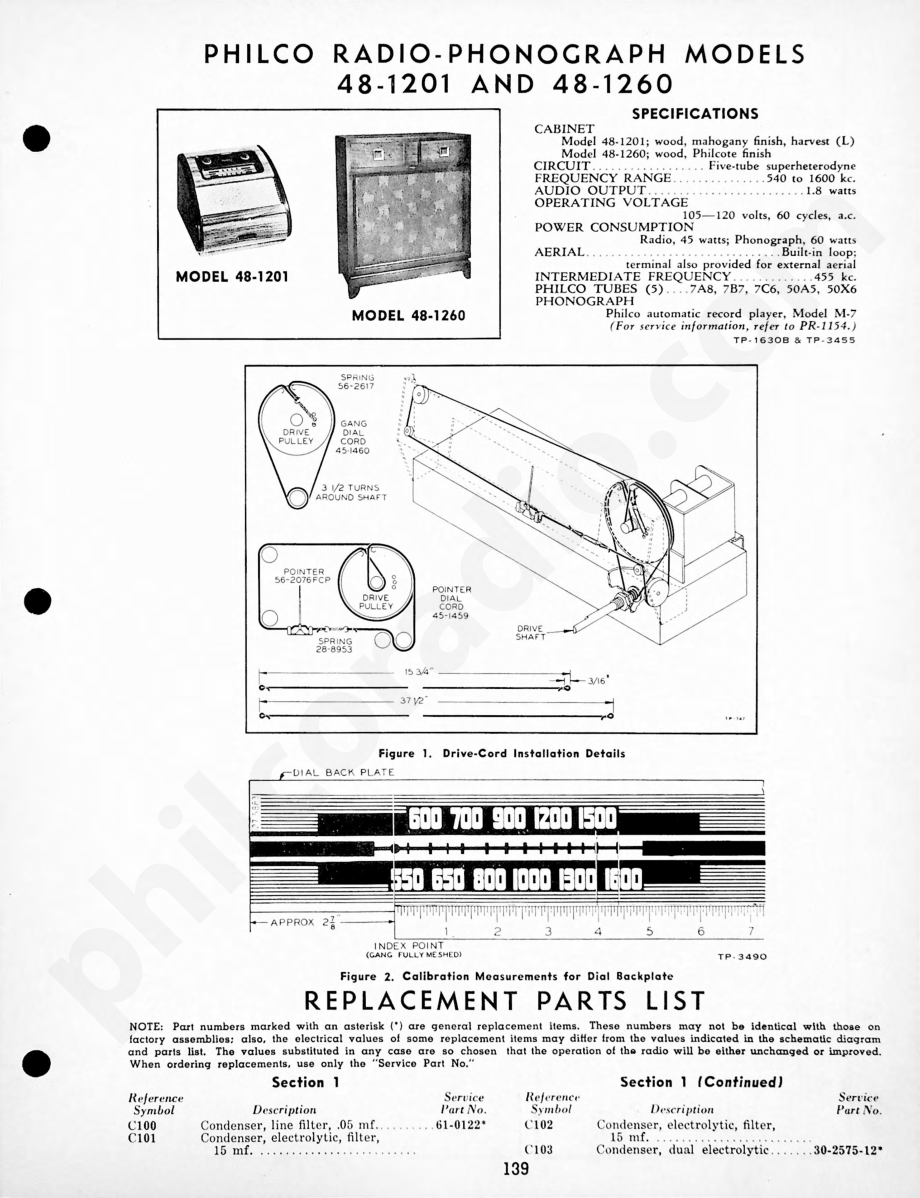 Philco Radio-Phonograph Model 48-1264维修电路原理图.pdf_第1页